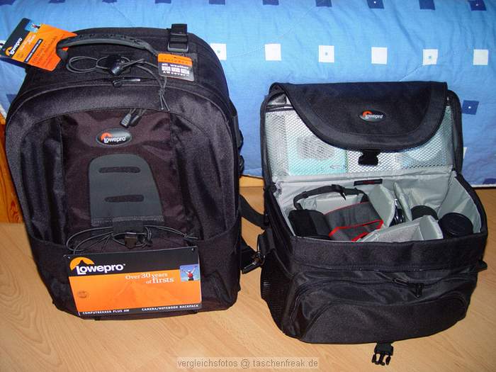 Vergleichsfotos Lowepro CompuTrekker Plus AW vs. Nova 5 AW\n\nFoto von Timo - DANKE DAFR!\n\nKommentar des Nutzers:\n\nvielleicht kann das ja auch helfen um die Grenverhltnisse abzuschtzen\n\n\nIn die Nova ging ein Teil immer NICHT rein entweder der Blitz oder ein Objektiv mute dran glauben\n\nnun kann ich auch meine "alte" Sony und mein Fernglas mitschleppen.