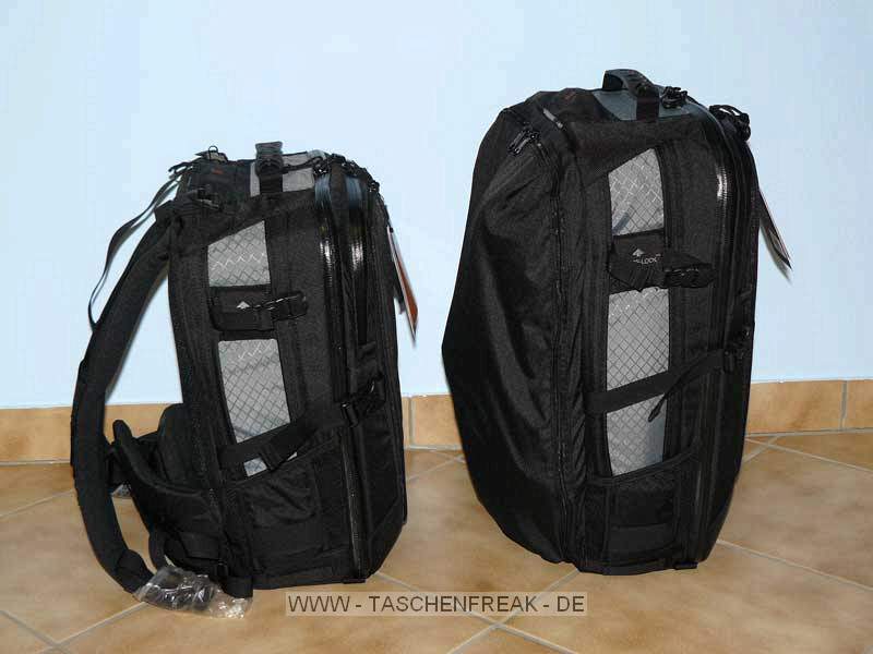 VERGLEICH - LOWEPRO VERTEX 200 AW VS. VERTEX 300 AW\n\nFoto und Text von Marcus Stelzer - VIELEN DANK!\n\nKommentar:\n\nHier mal ein direkter Vergleich zwischen den Lowepro Rucksackmodellen\nVertex 200AW und Vertex 300AW.\n\nLeider hat nur der 300AW die praktische Abdeckung fr die Tragegurte\nhinter der man mittels Reiverschluss das Tragegeschirr verpacken kann.\n\nAnsonsten besteht der Unterschied eigentlich nur in der Hhe der\nzwei Ruckscke obwohl ich die paar Zentimeter nicht sehr gravierend finde.\n\nBeide Ruckscke haben die exakt gleichen Zubehrfcher an der Auenseite\nund 3 Glidelock-Halterungen fr Stative oder hnliches.\n\nOb der 300AW noch als Handgepck auf Flugreisen durchgeht kann ich\nleider nicht sagen aber das war fr mich auch nicht relevant.\n\nmfG\n---------------------------------------------------------------------------\nMarcus Stelzer